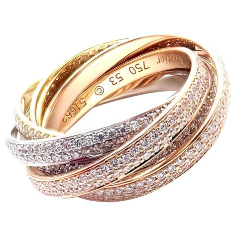 cartier trinity pave diamond ring|cartier trinity gold rings.